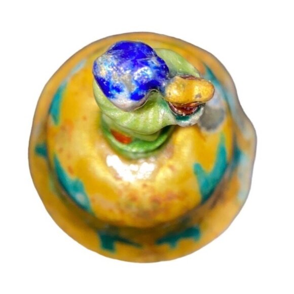 Vintage Hand-Painted Ceramic Bell With Floral Design & Figurine Handle - Picture 13 of 13